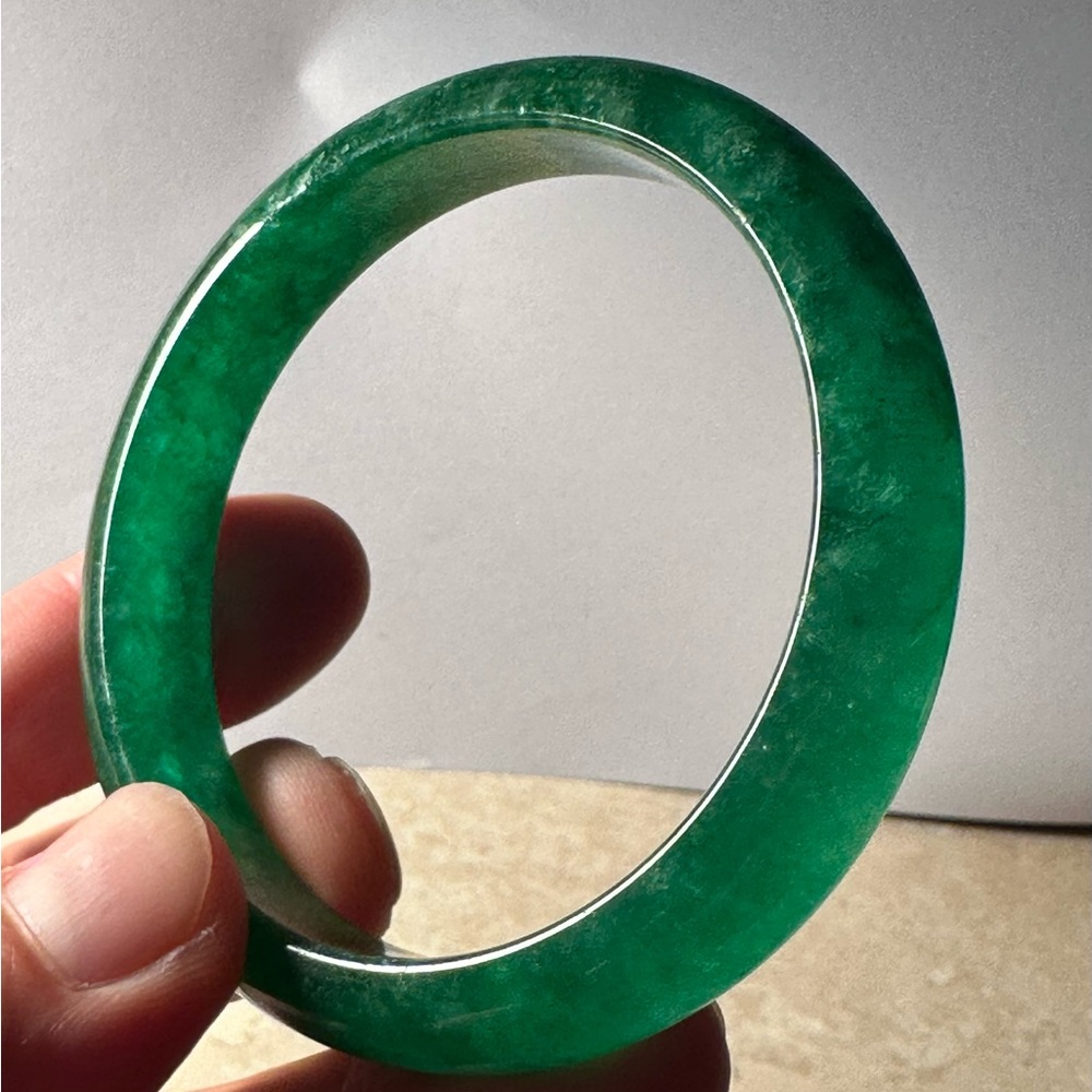 59mm Natural Grade A Myanmar Green Jadeite Jade Bangle Bracelet + Certificate